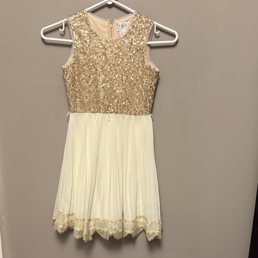 Blush Sparkling Gold and Cream Kids Dress